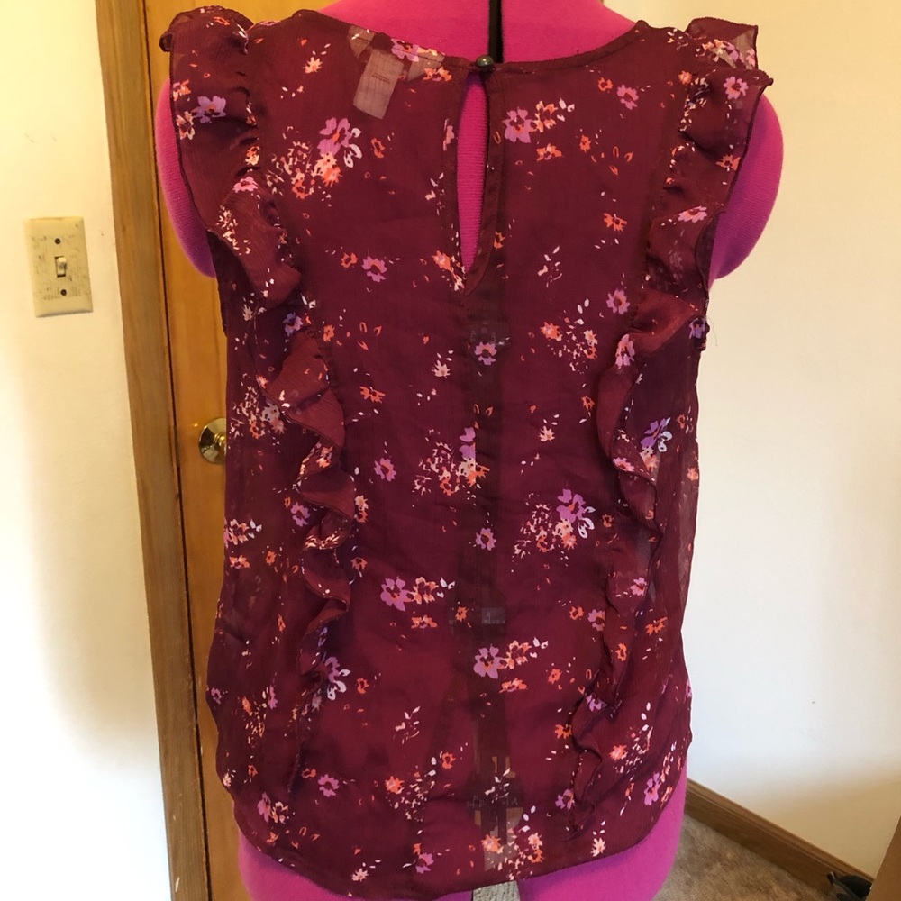 Maroon Ruffle Tank - Picture 4 of 5